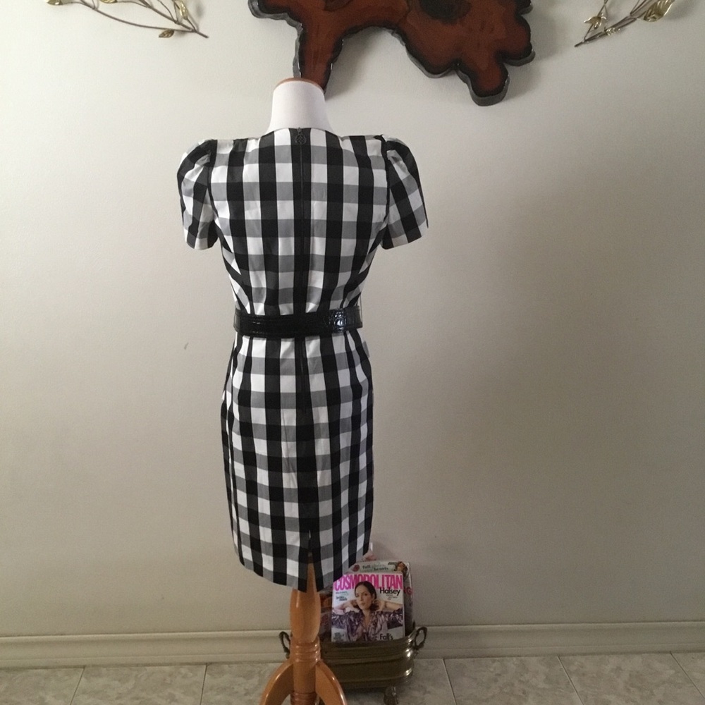 🌹HOST PICK🌹ANTONIO MELANI Black and White Plaid lined Mini Dress/ NWOT/ SZ 8 - Picture 3 of 11